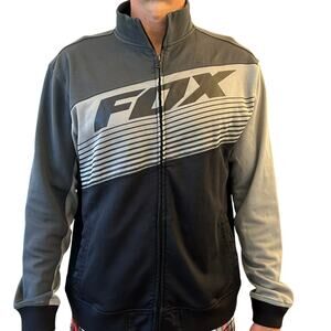 Fox Racing Men's Track Jacket Size XL Black Gray Full Sip Logo Performance
